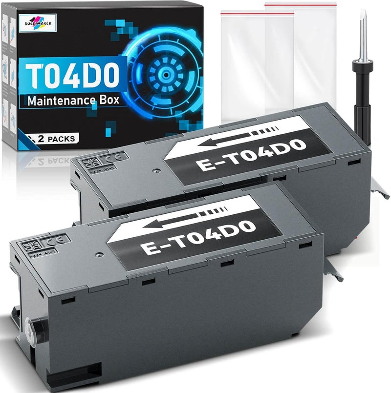SUBLIMAKER T04D0 Maintenance Box Compatible Replacement for Epson Ecotank ET-7700 ET-7750 ET7700 ET7750 7700 7750 Printers, Compatible Replacement for Epson Ink Maintenance Box T04D0/04d0 (2 Packs) - Image 1